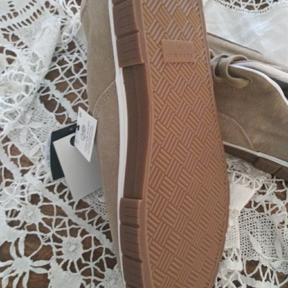 Zara Man beige leather plimsolls 5367/302 - Picture 4 of 5